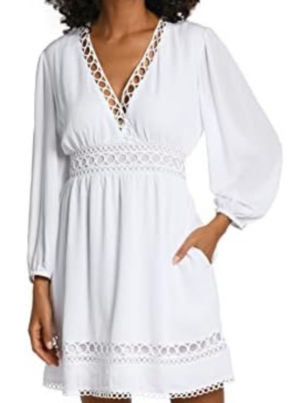 La Blanca Illusion Long Sleeve Cover-Up Dress - Picture 2 of 7